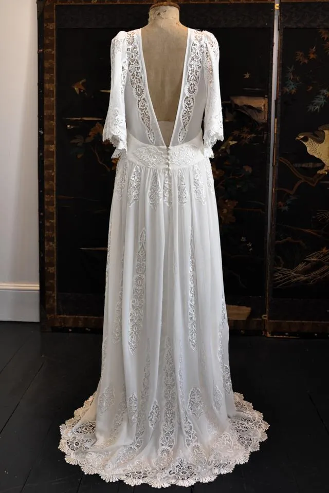 'Nova' Stunning 1970s Boho Wedding Dress, Made To Order