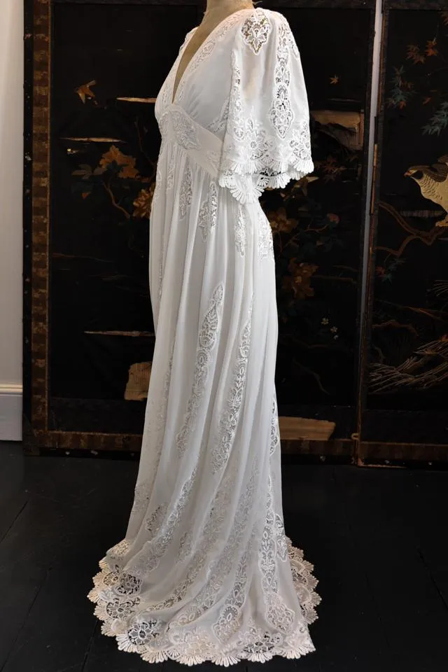 'Nova' Stunning 1970s Boho Wedding Dress, Made To Order