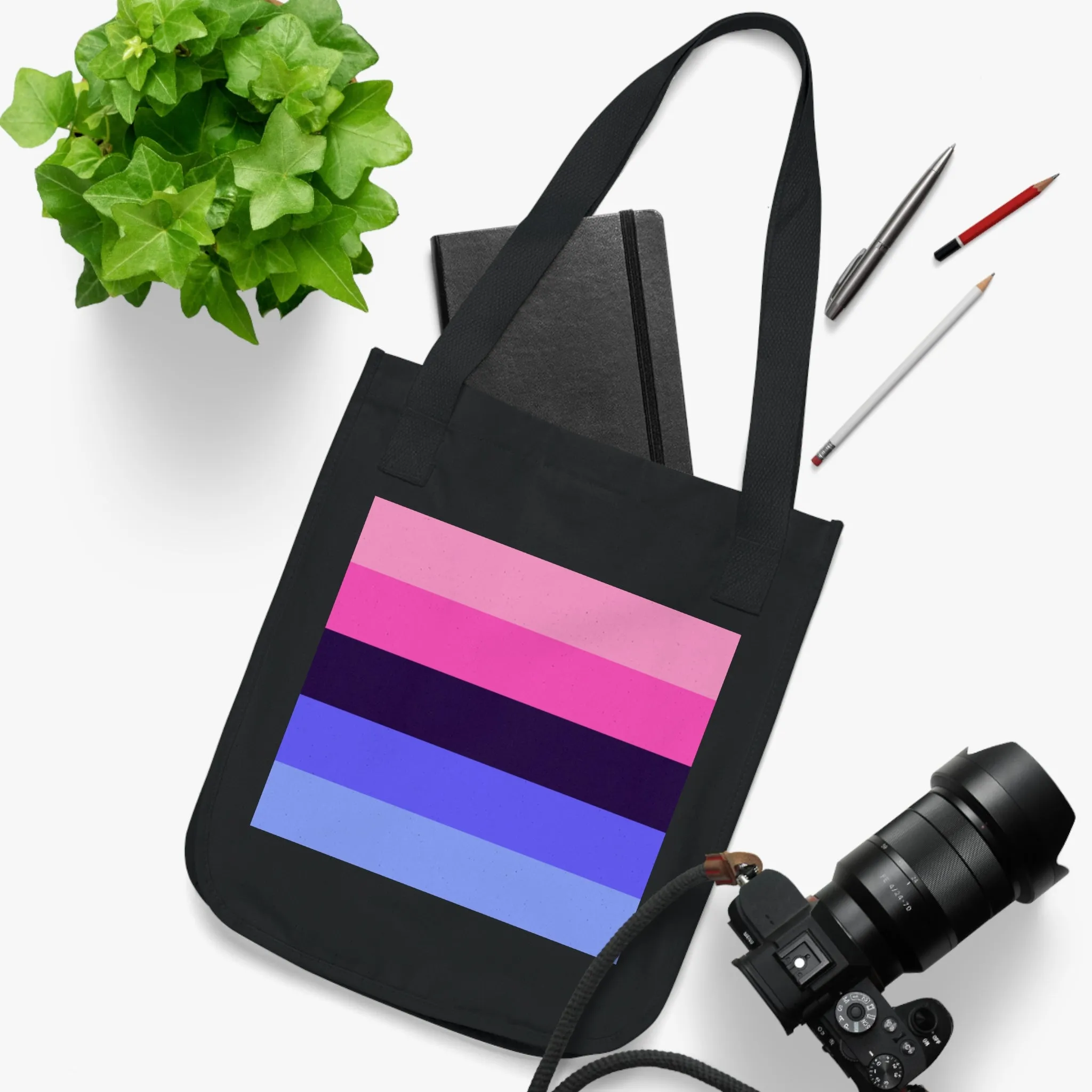 Omnisexual Pride Color Block Organic Canvas Tote Bag - Eco-Friendly Reusable Shopping Bag