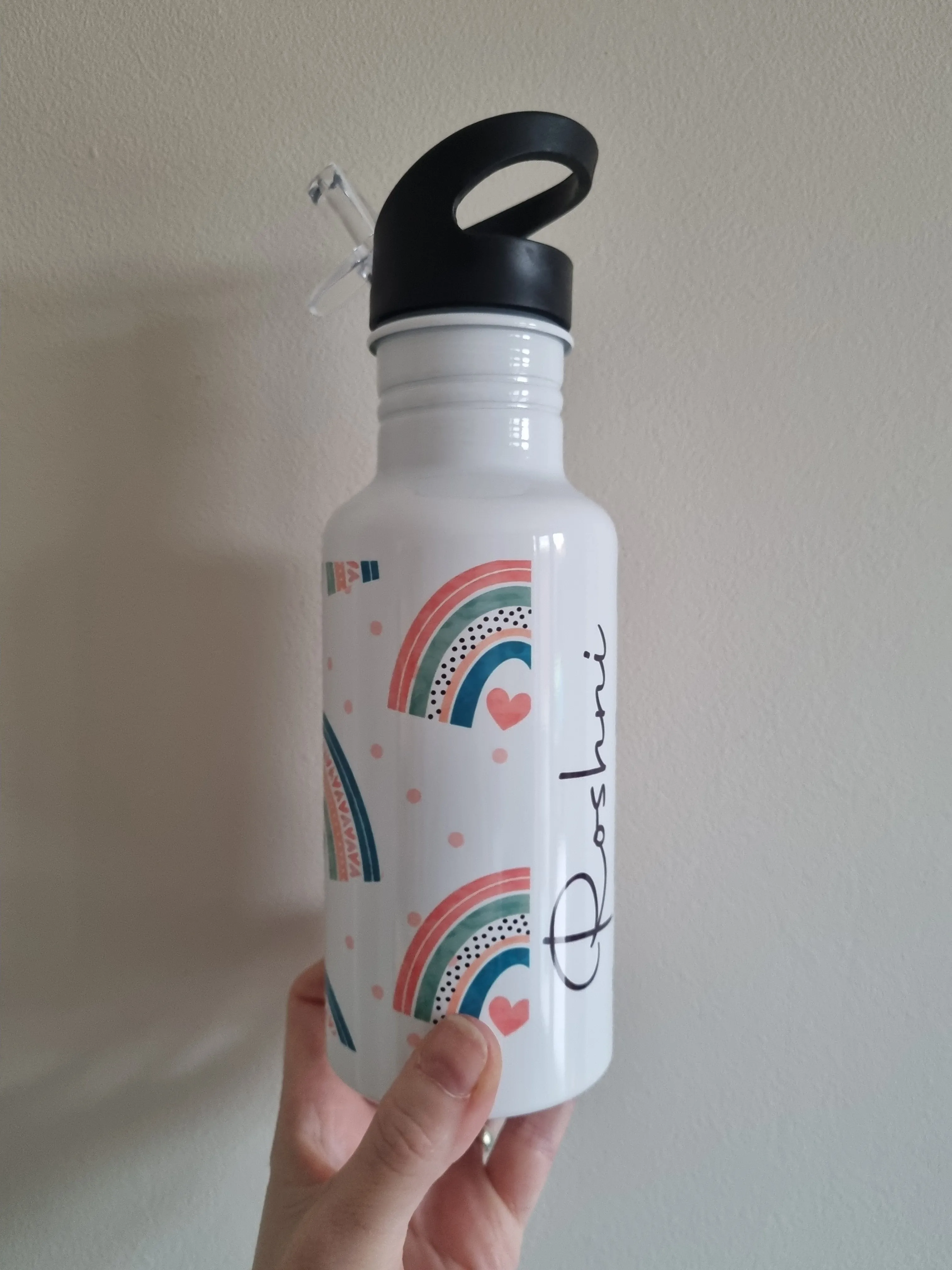 Personalised Rainbow Kids Water Bottle l back to school drinks bottle