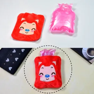 Pink Cat small Hot Water Bag with Cover for Pain Relief, Neck, Shoulder Pain and Hand, Feet Warmer, Menstrual Cramps.