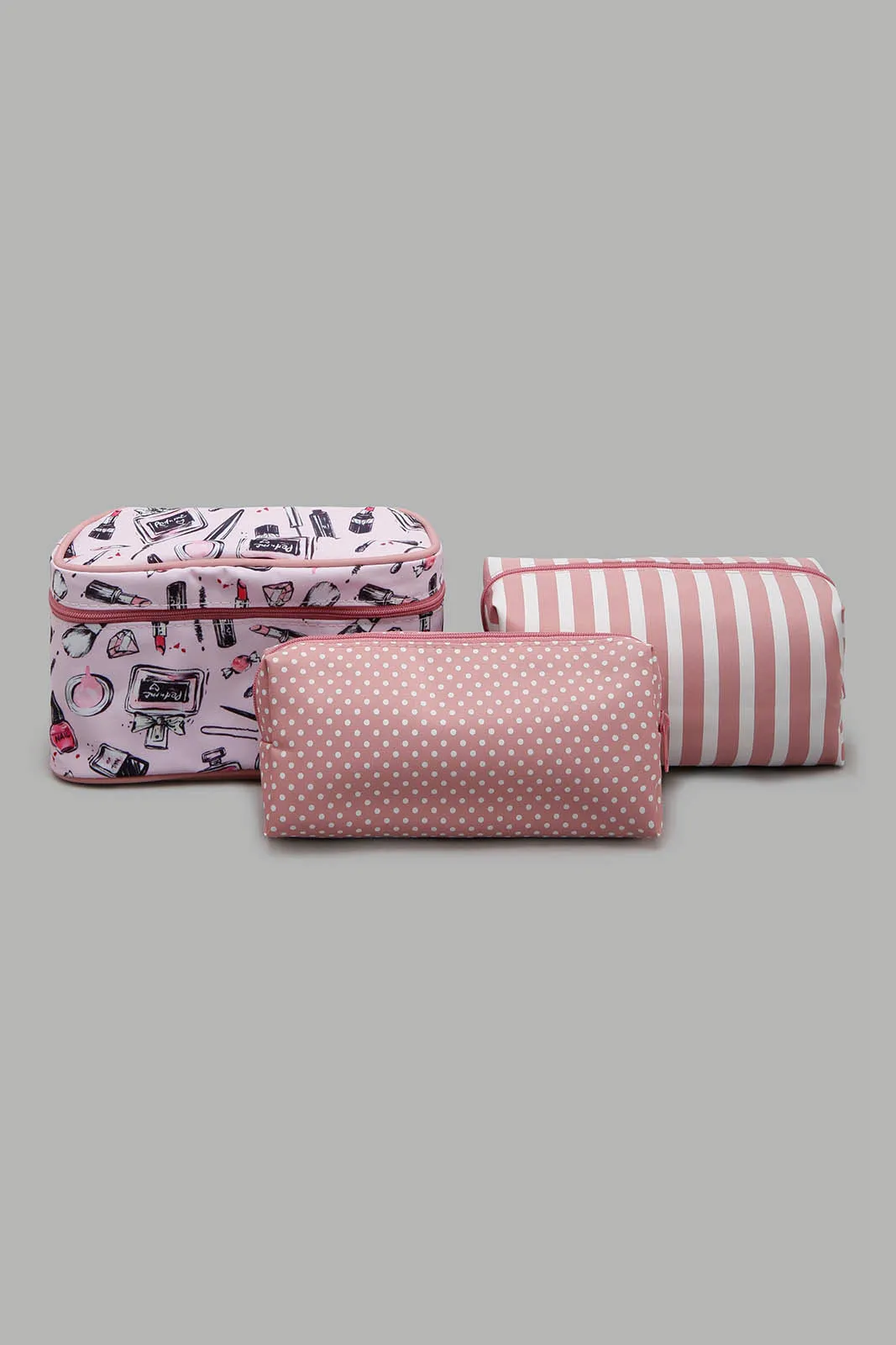 Pink Polka Dots Cosmetic Pouches (4 Piece)