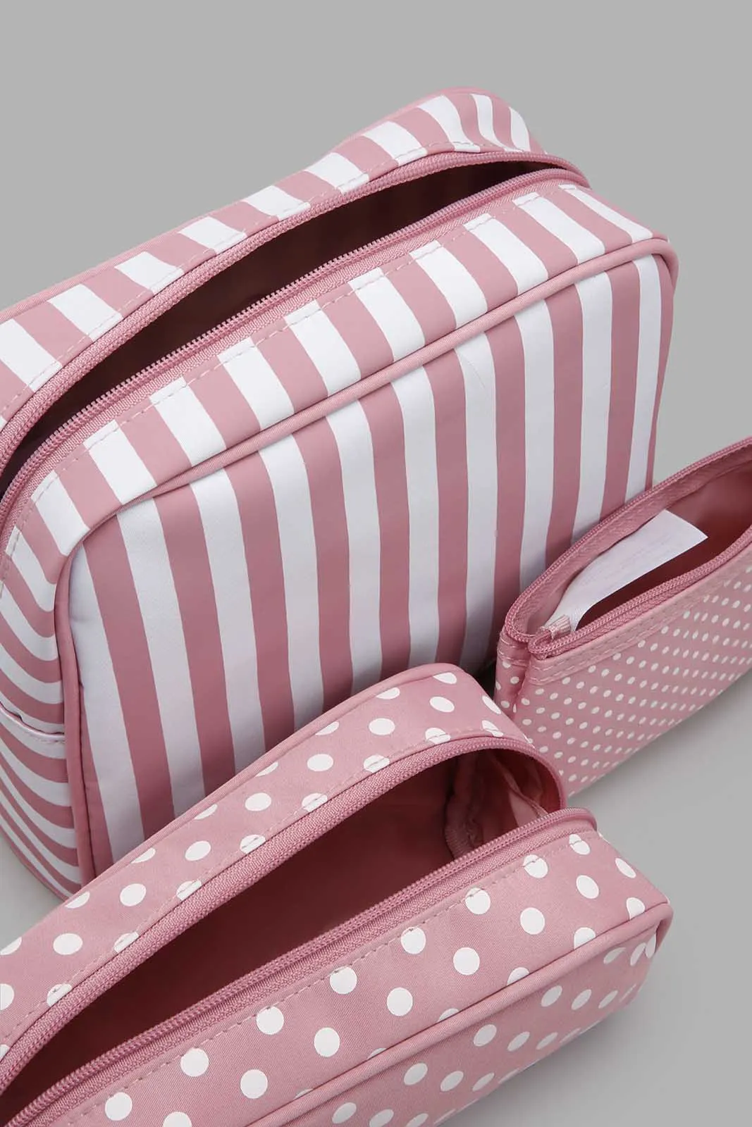 Pink Printed Cosmetic Pouches (4 Piece)