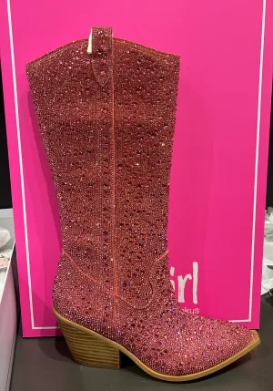 Pink Rhinestone Boots