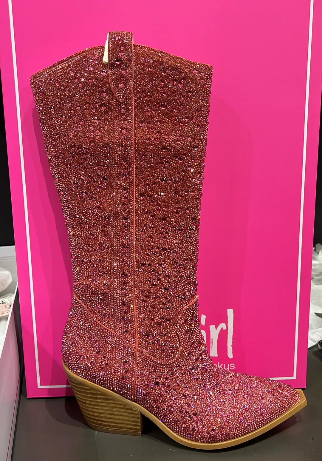 Pink Rhinestone Boots