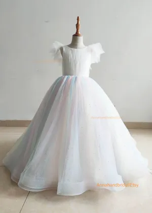 Rainbow Tulle Stunning Little Girl Dress/Pageant Dress