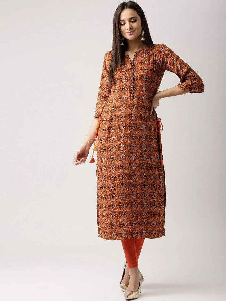 Readymade Gorgeous Rust Colour Cotton Straight Kurti