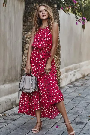 Red Dot Halter Dress