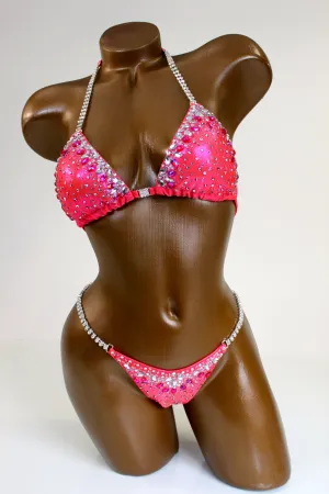 Salmon Pink Bikini Suit/ Stunning Competition Posing Bikini