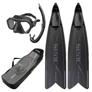 SEAC Motus Tris Freediving and Spearfishing Set with SEAC M-POWER Long Fins, SEAC Eagle Diving Mask and SEAC Jet Snorkel, Shoulder Bag Included