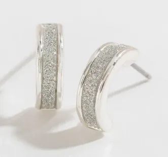 Silver Glitter Hoop Earrings