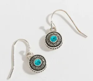 Silver With Aqua Stone Dangle Earrings