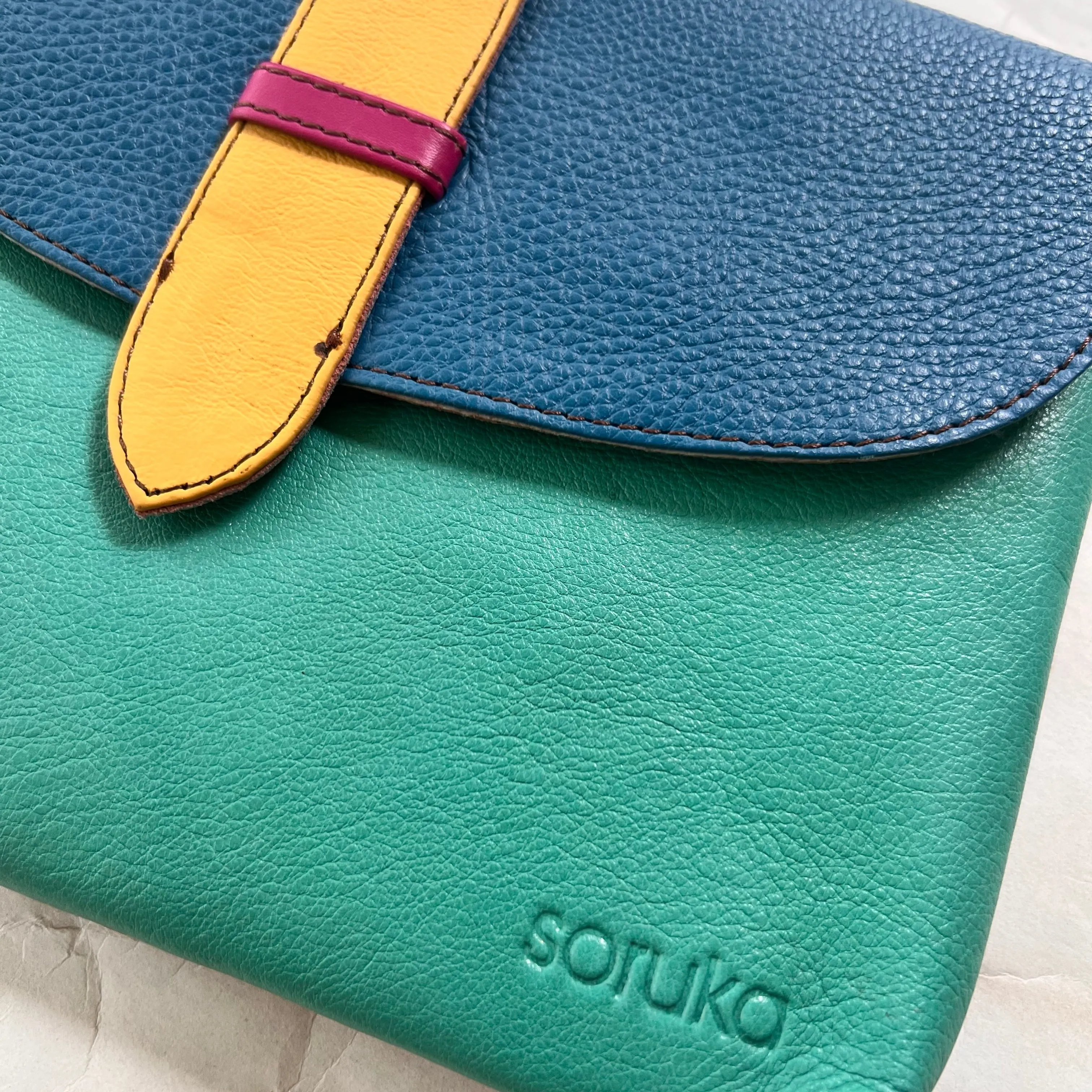 Soruka - Saddle Bag with Wristlet, Blue & Seafoam