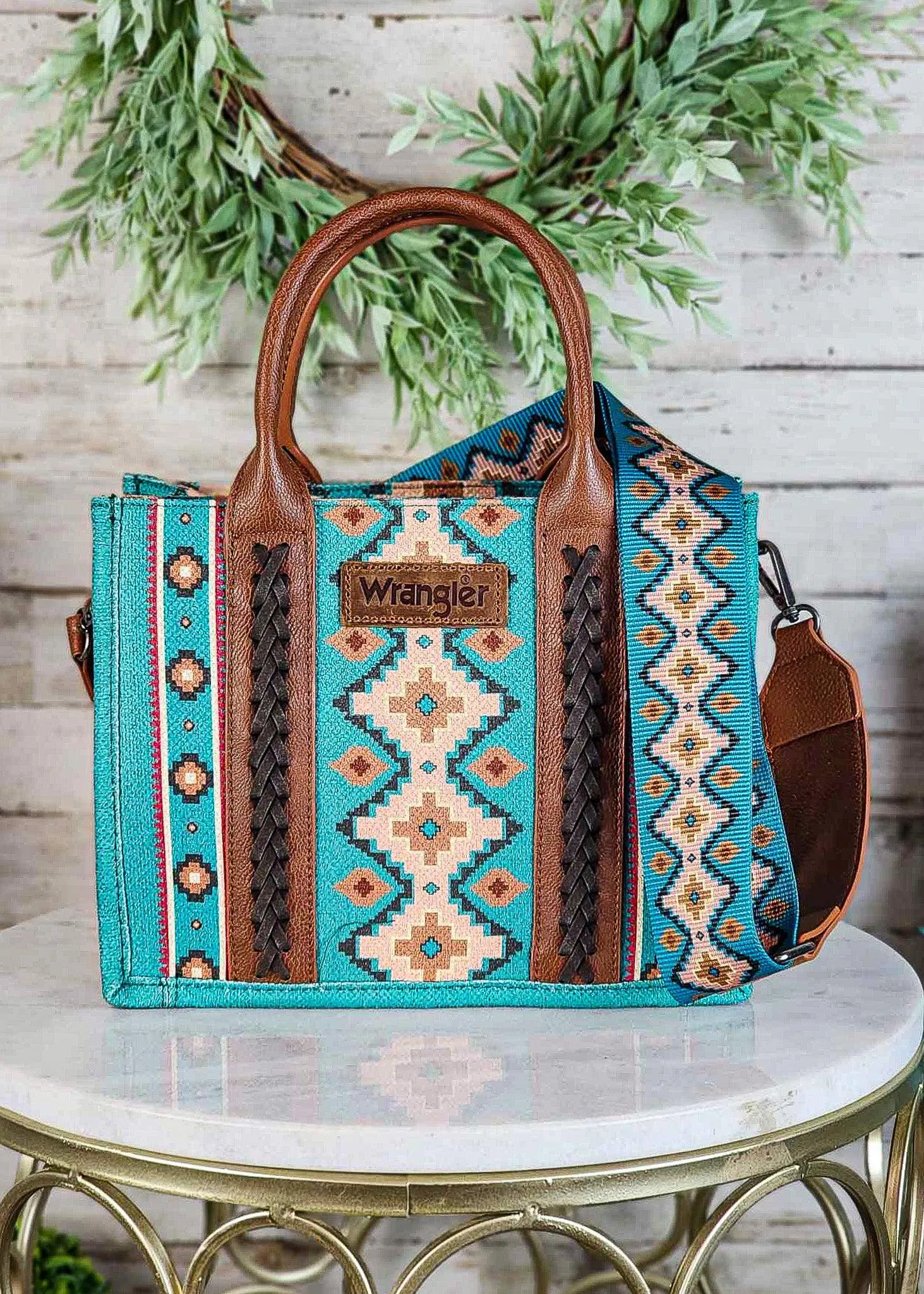 Southwestern Small Dual Sided Print Crossbody Canvas Tote