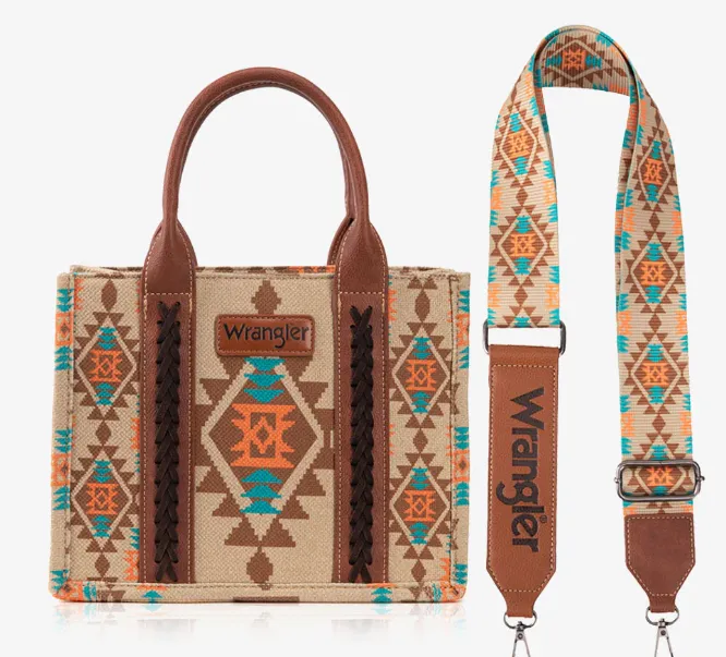 Southwestern Small Dual Sided Print Crossbody Canvas Tote