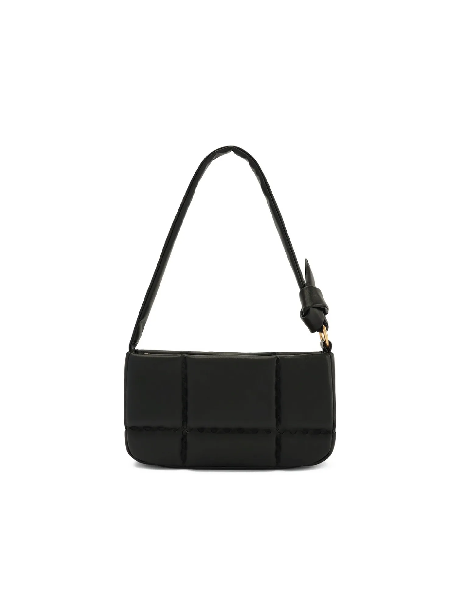 Square Stitch Cushion Shoulder Bag - Black