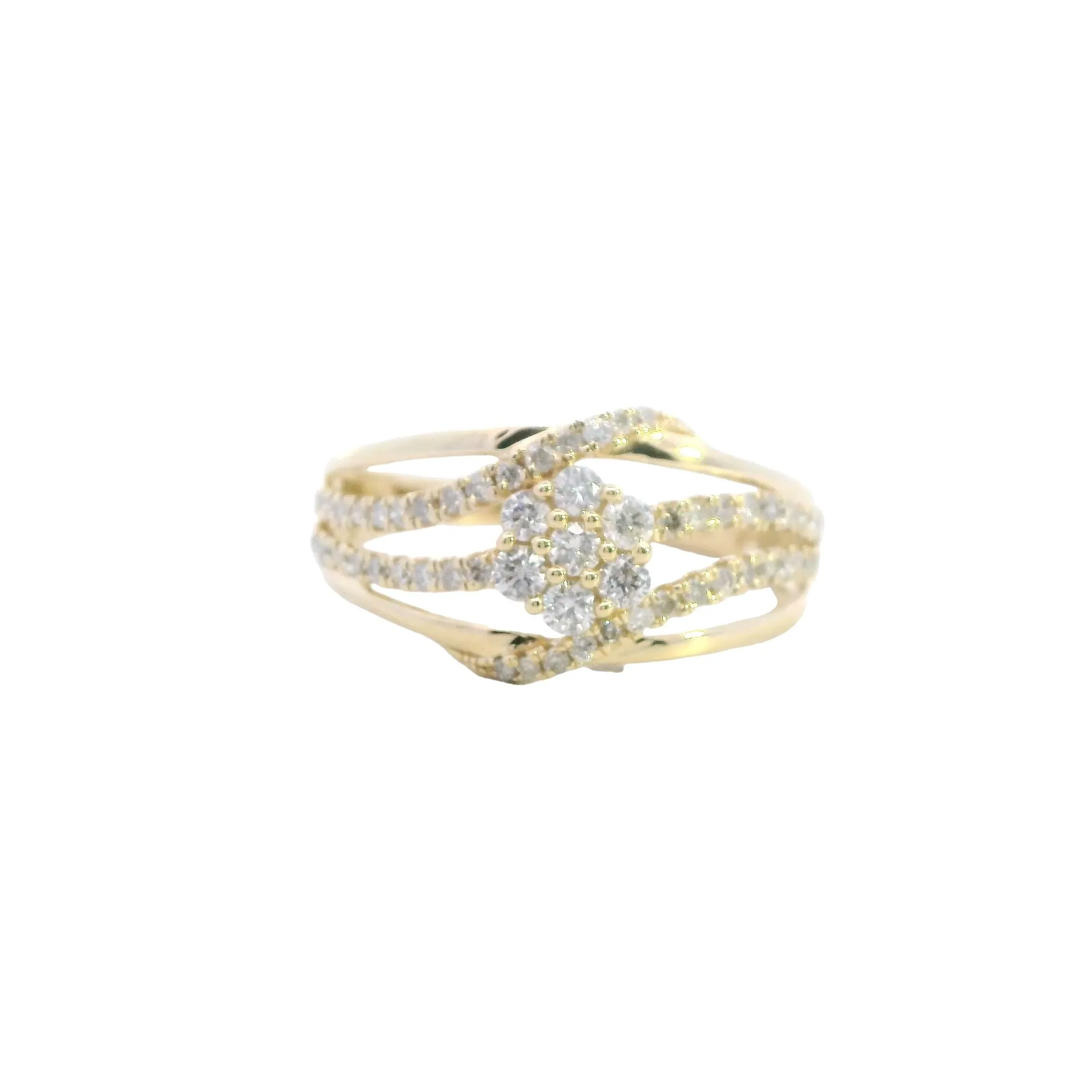 Stunning 10k Yellow Gold 59 Stone Diamond Ring