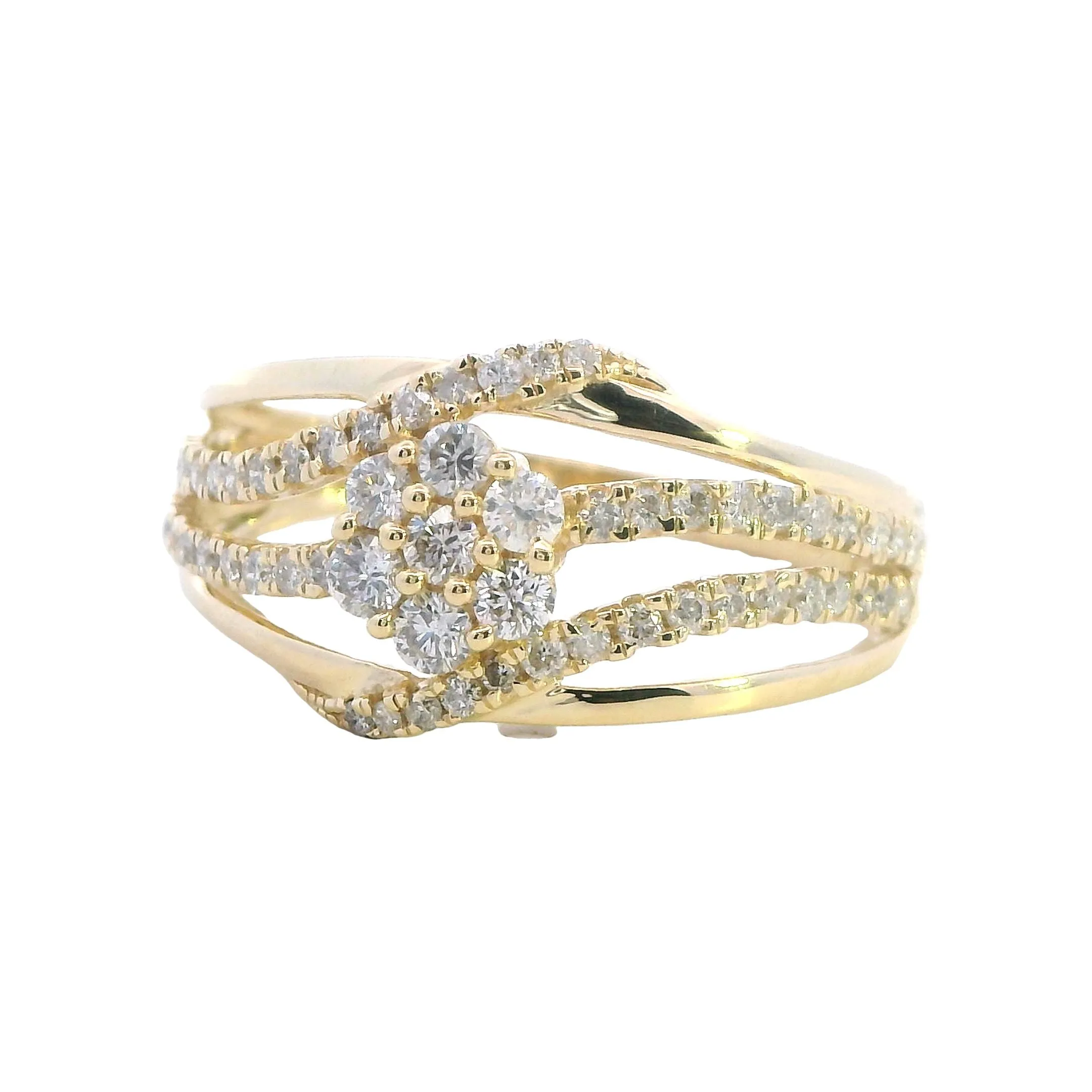 Stunning 10k Yellow Gold 59 Stone Diamond Ring