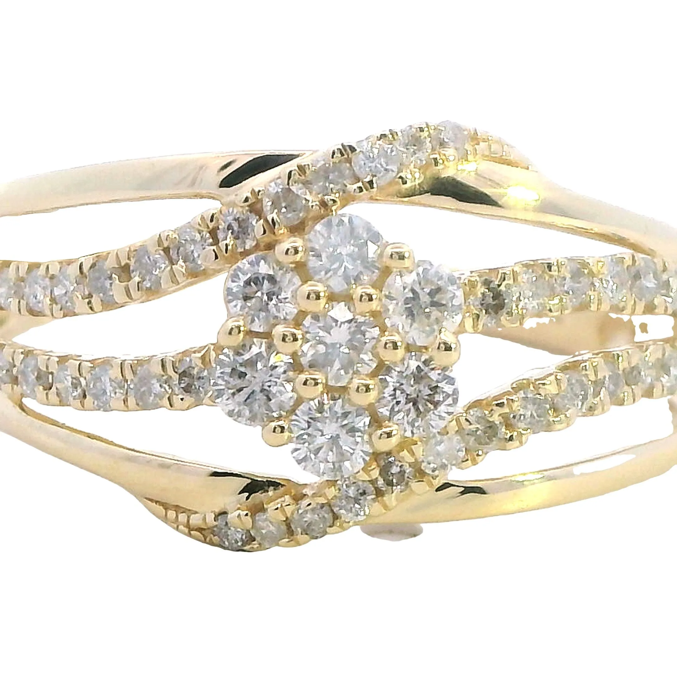 Stunning 10k Yellow Gold 59 Stone Diamond Ring