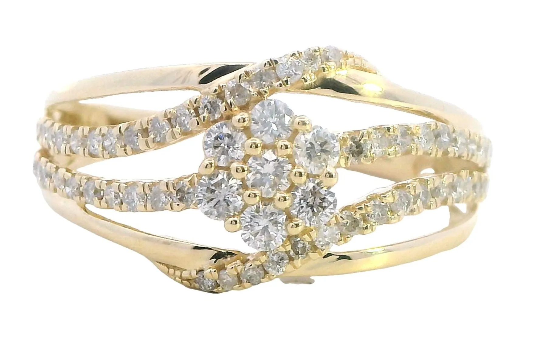 Stunning 10k Yellow Gold 59 Stone Diamond Ring