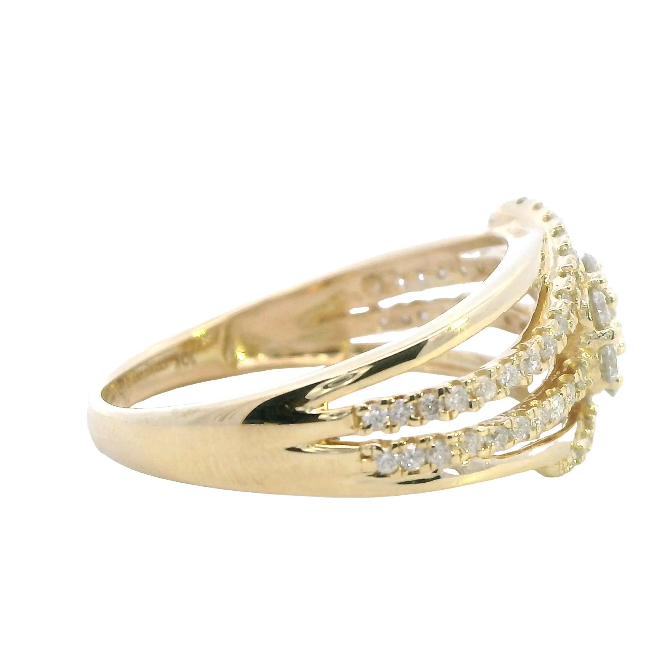 Stunning 10k Yellow Gold 59 Stone Diamond Ring