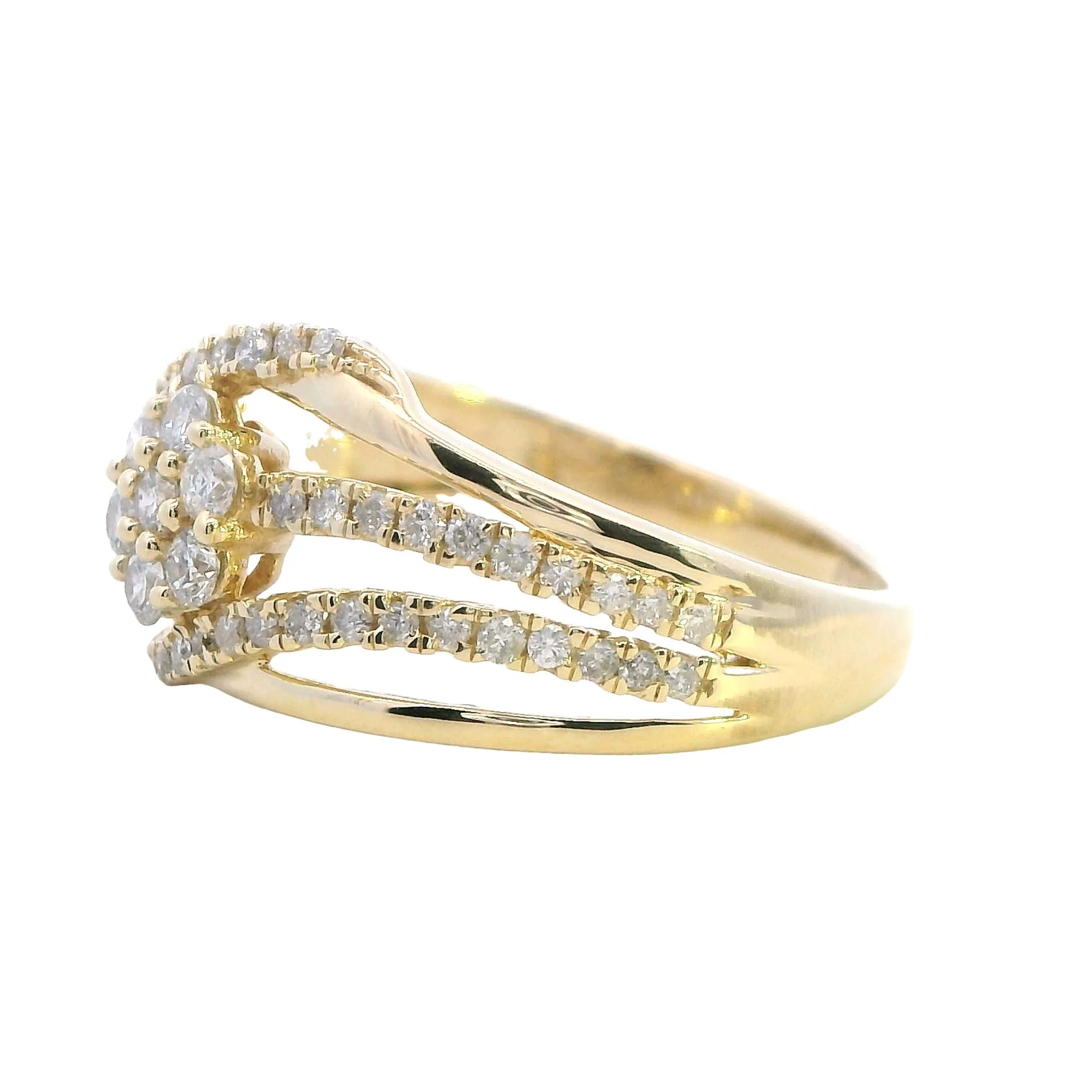 Stunning 10k Yellow Gold 59 Stone Diamond Ring