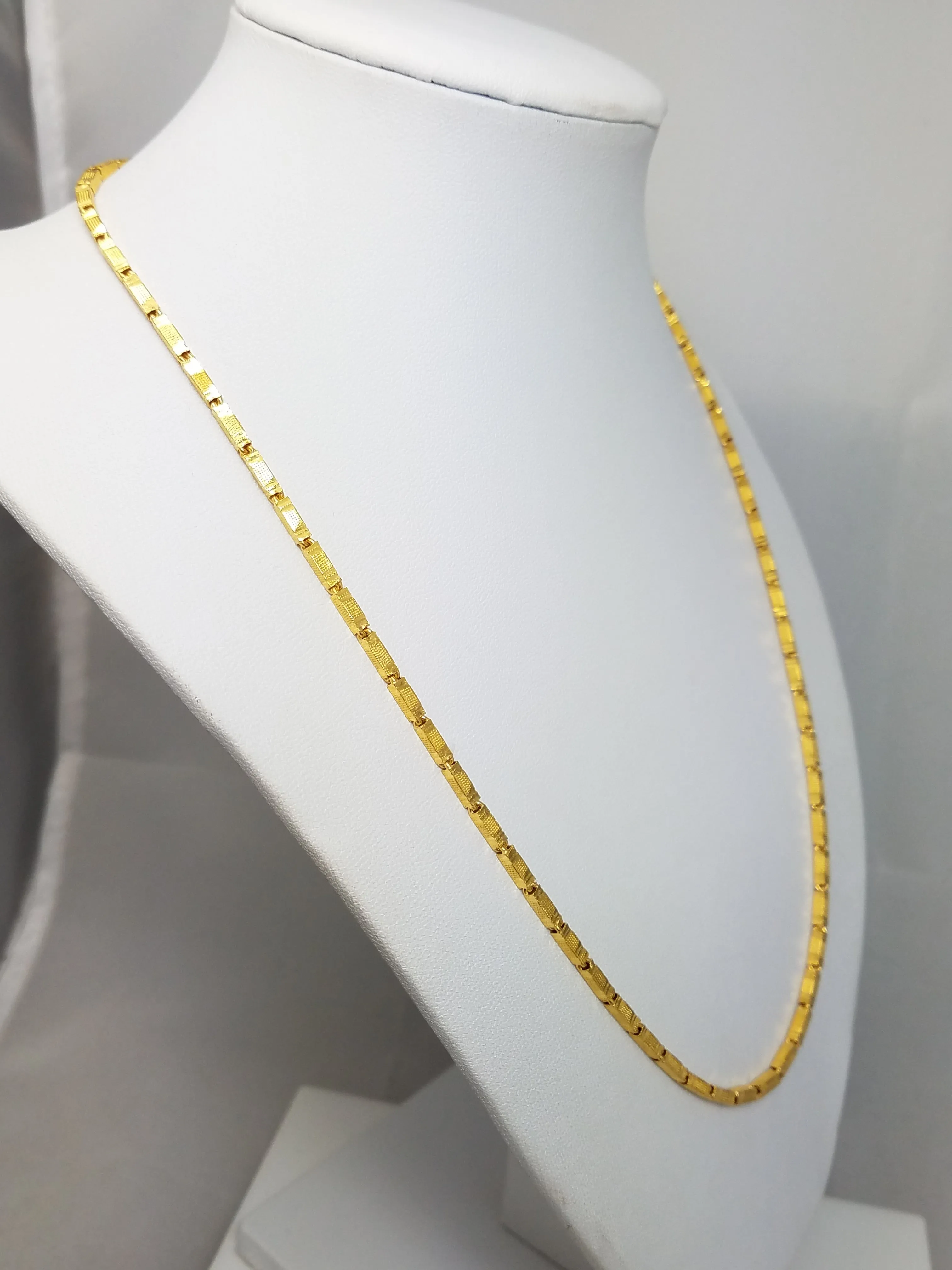 Stunning 20.5" 23k Yellow Gold Hollow Fancy Link Chain Necklace