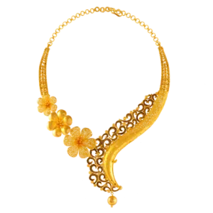 Stunning 22k Gold Necklace Crafted With Floral Details