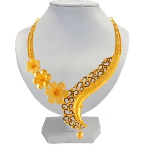 Stunning 22k Gold Necklace Crafted With Floral Details