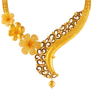 Stunning 22k Gold Necklace Crafted With Floral Details