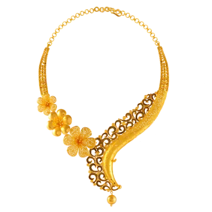 Stunning 22k Gold Necklace Crafted With Floral Details