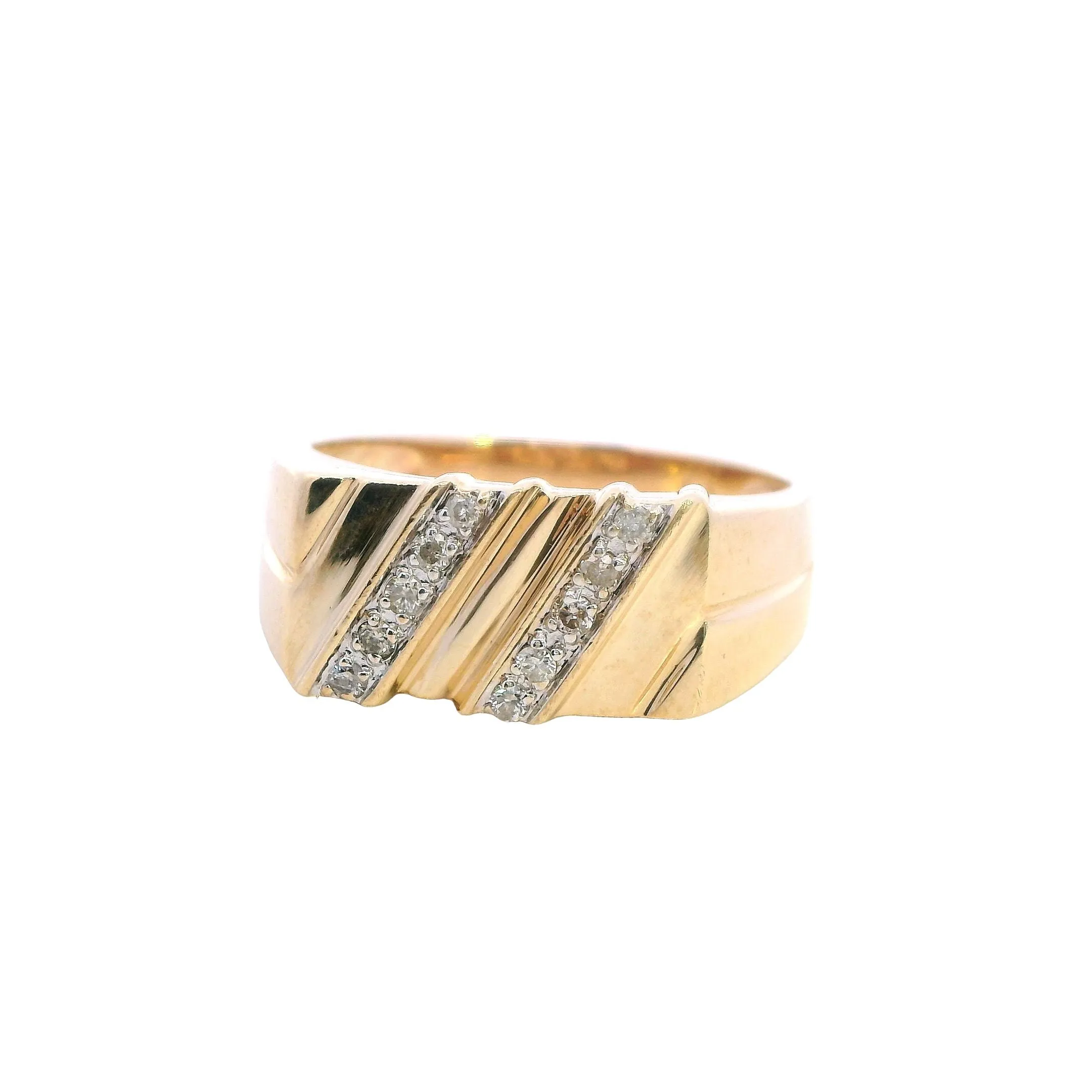 Stunning 9ct Yellow Gold 10 Stone Diamond Ring