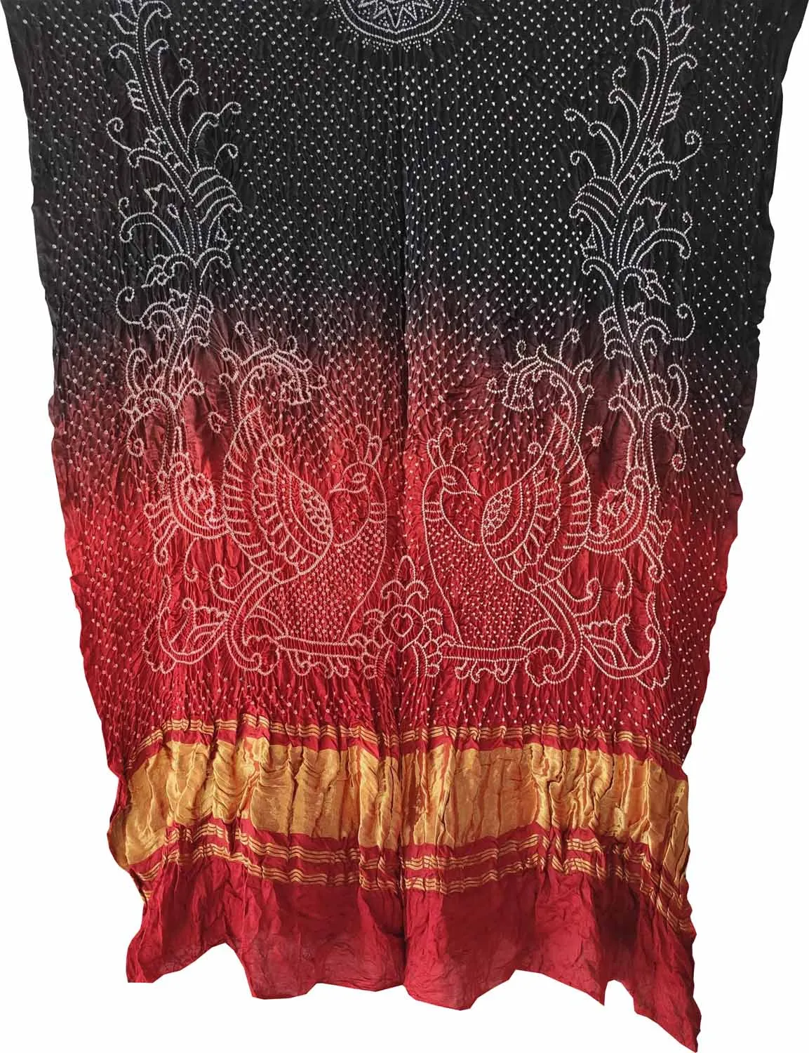 Stunning Black & Red Gajji Silk Peacock Dupatta