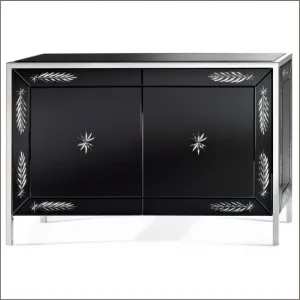 Stunning Black Venetian Engraved Mirror Sideboard