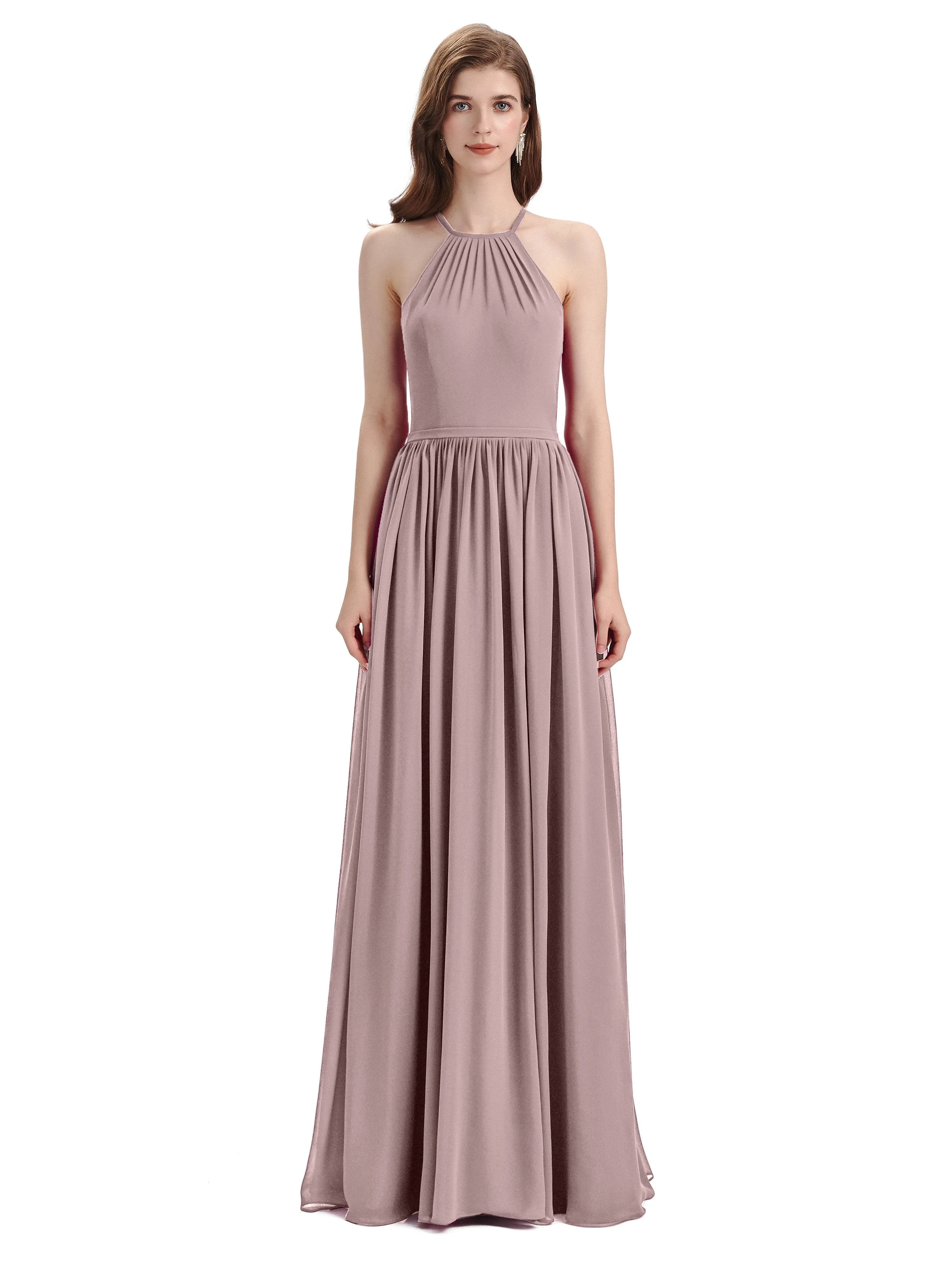 Stunning Chiffon A-line Long Cross-back Bridesmaid Dresses