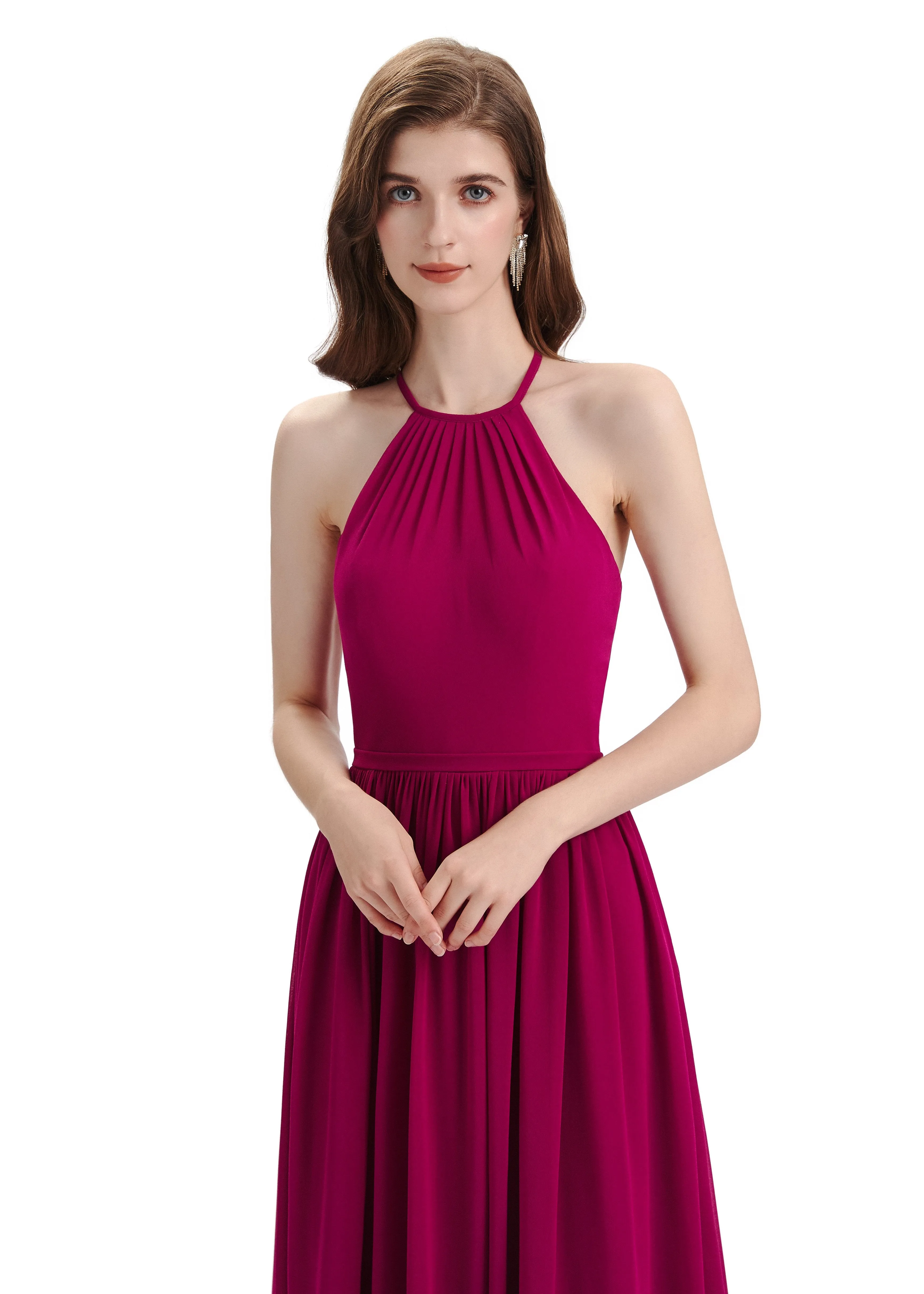 Stunning Chiffon A-line Long Cross-back Bridesmaid Dresses