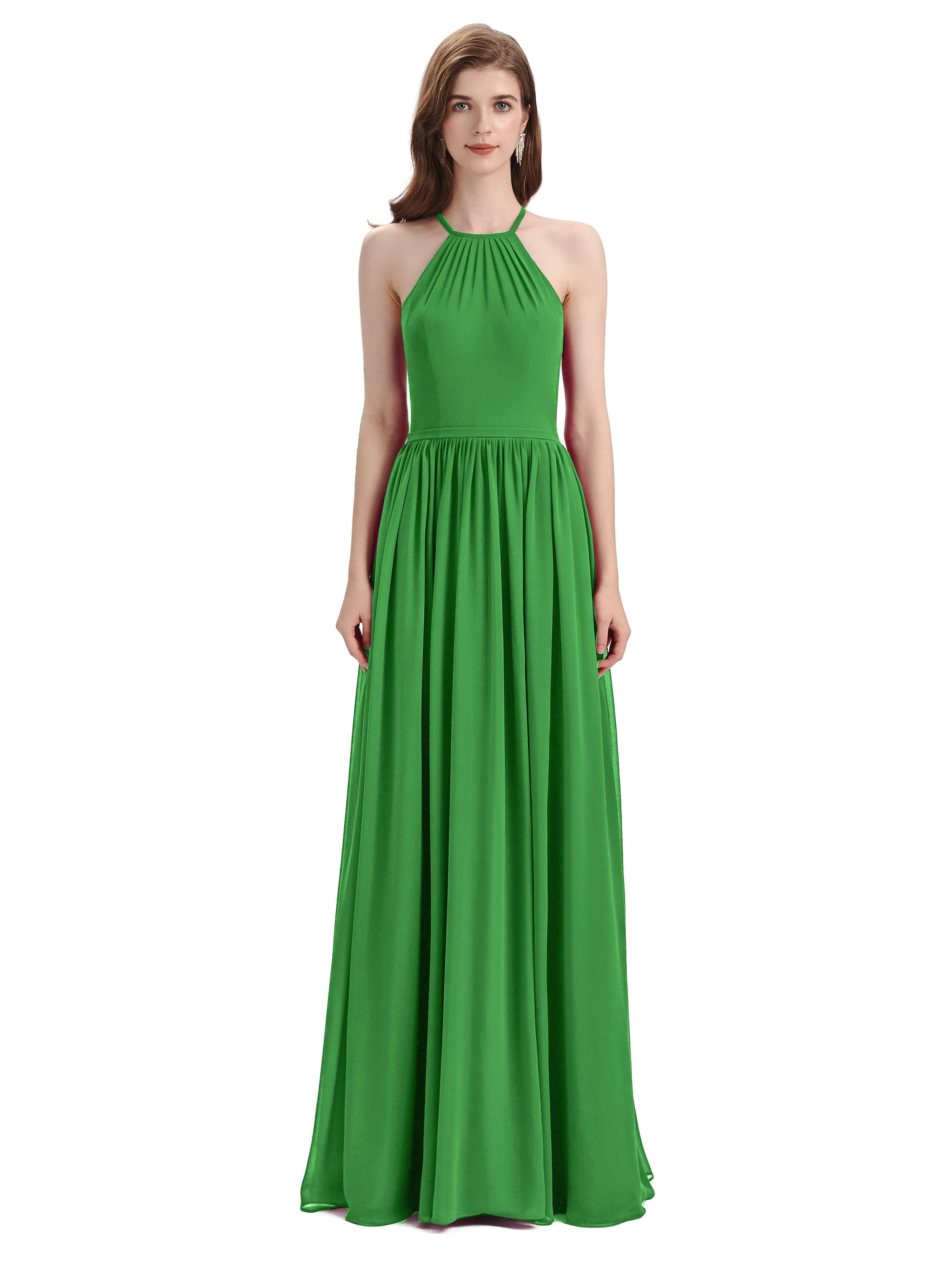 Stunning Chiffon A-line Long Cross-back Bridesmaid Dresses