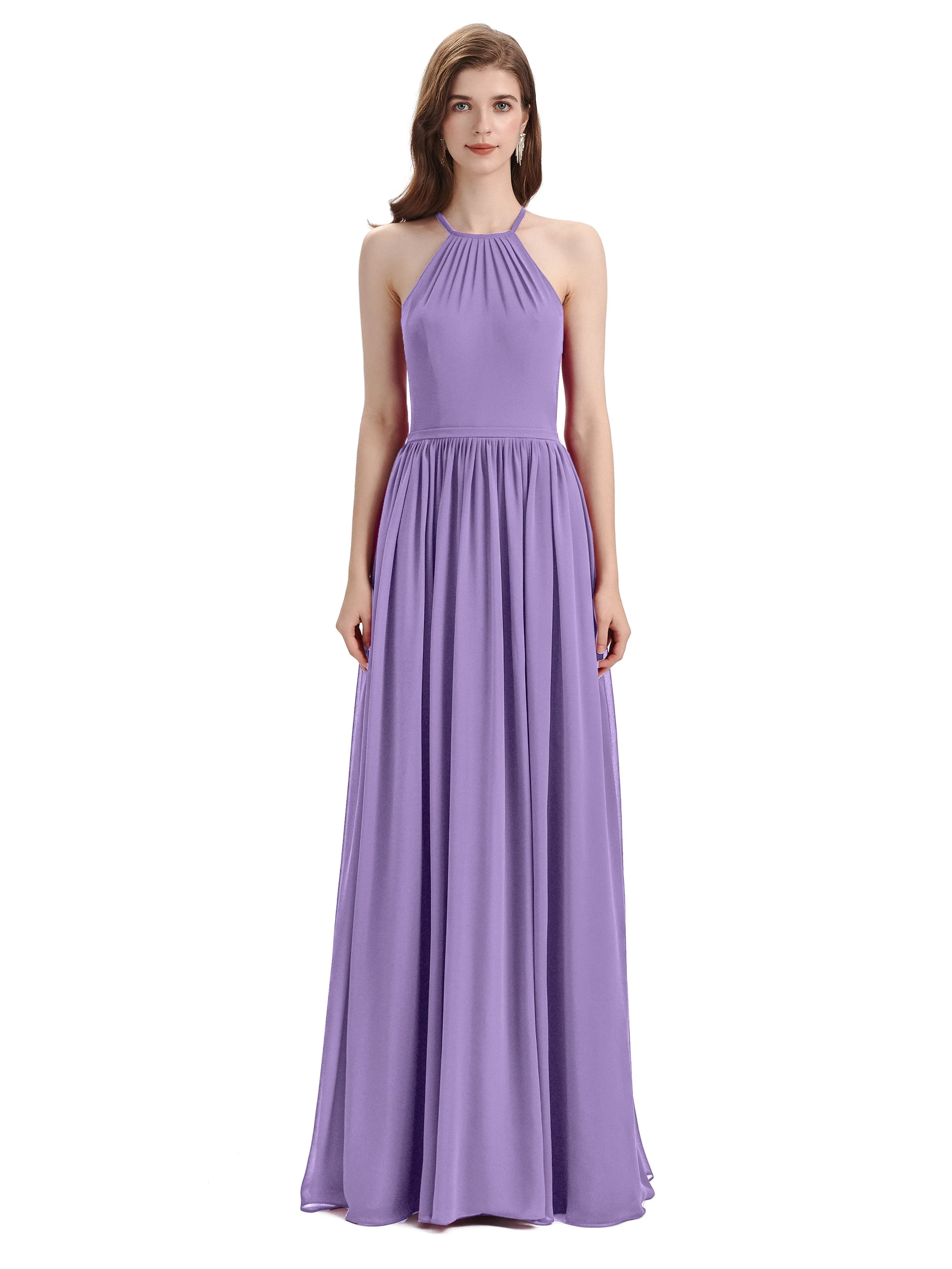 Stunning Chiffon A-line Long Cross-back Bridesmaid Dresses