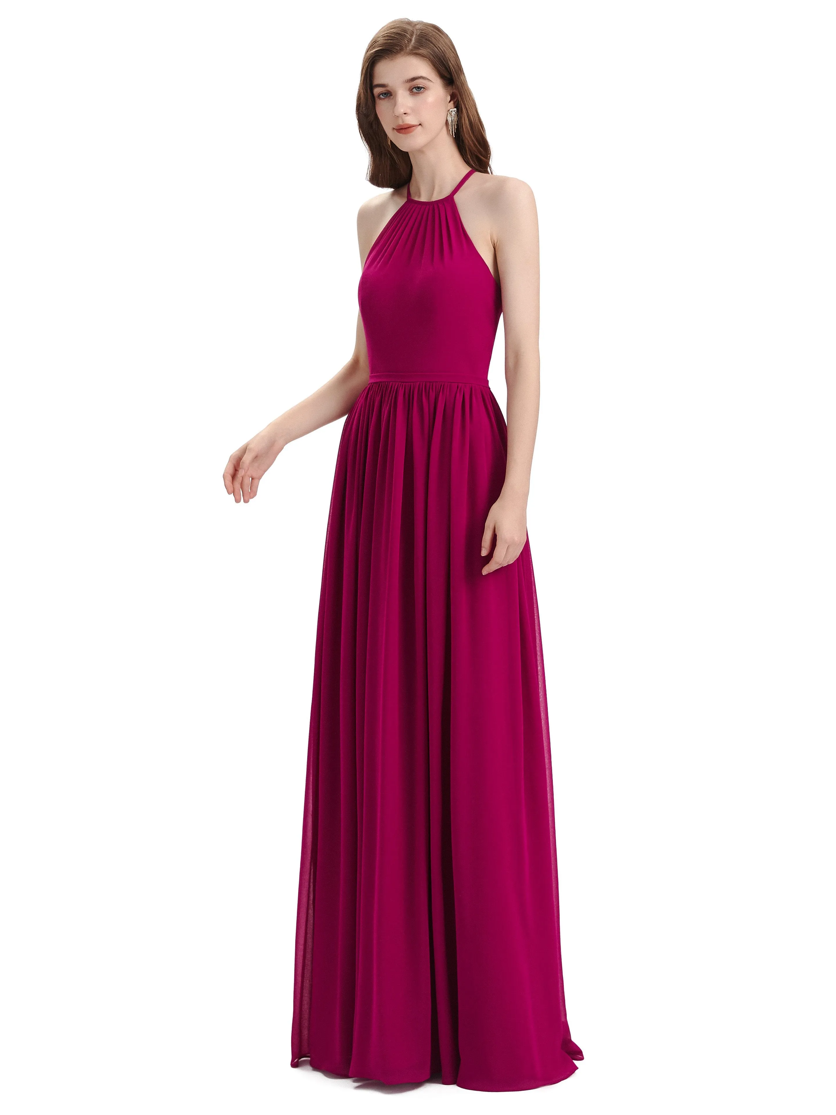 Stunning Chiffon A-line Long Cross-back Bridesmaid Dresses