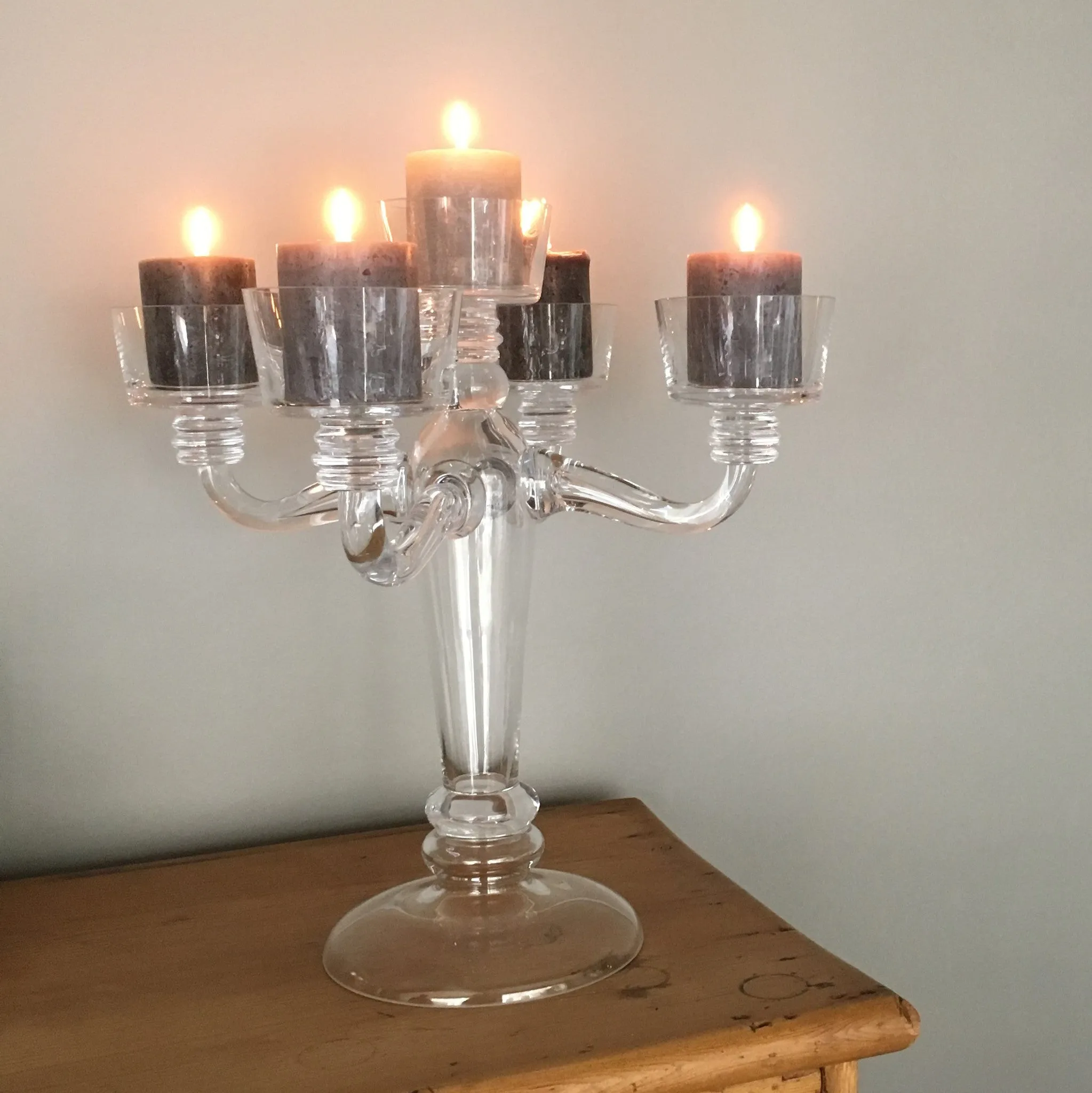 Stunning Clear Glass Candelabra - 3 or 5 Arm