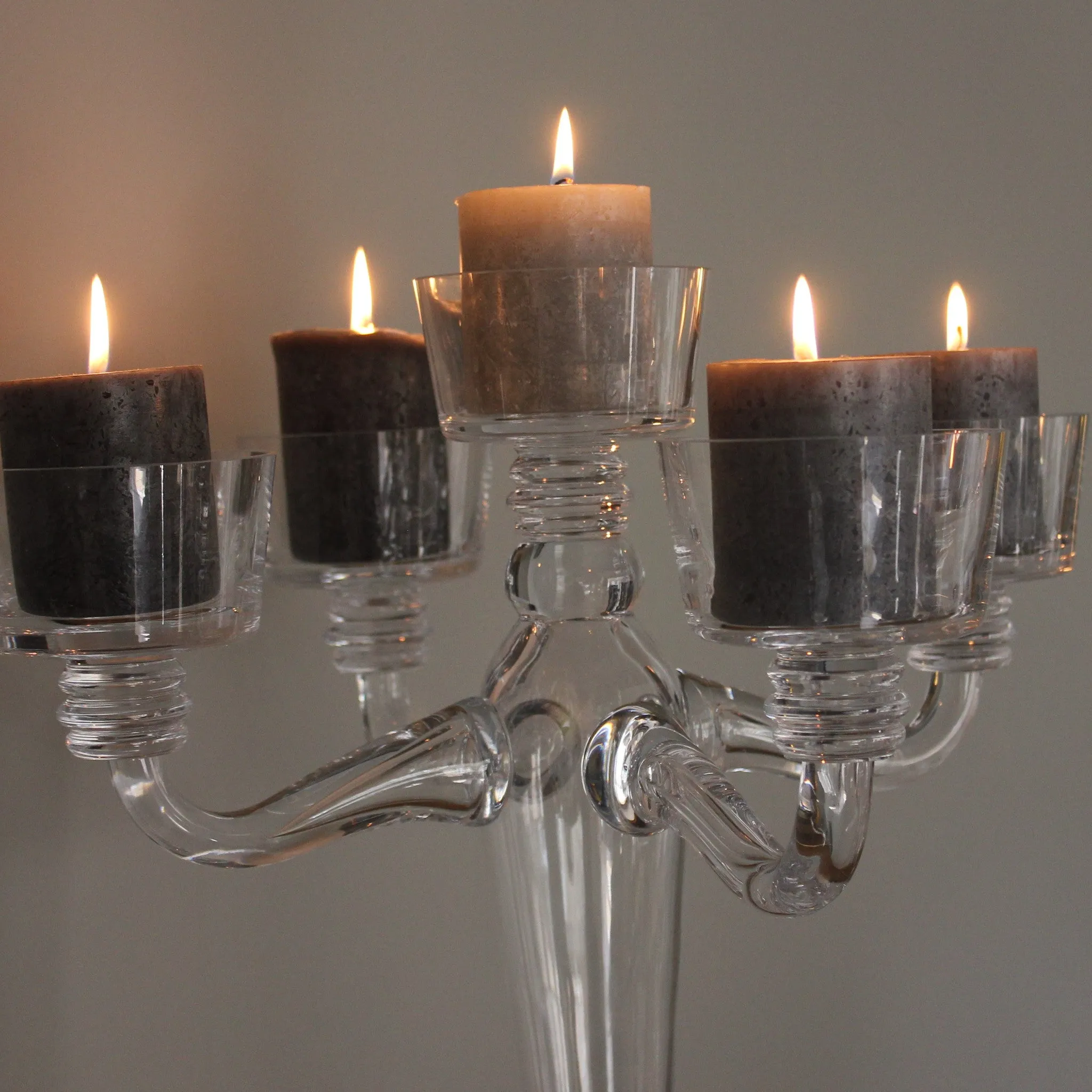 Stunning Clear Glass Candelabra - 3 or 5 Arm