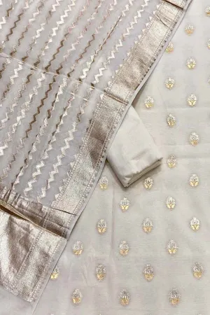 Stunning Dyeable Banarasi Chanderi Suit Set