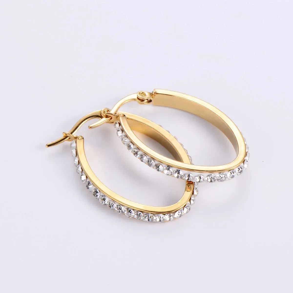 Stunning Gold Hoop Earrings with Rhinestone Detailing – Elegant Fashion Accessories