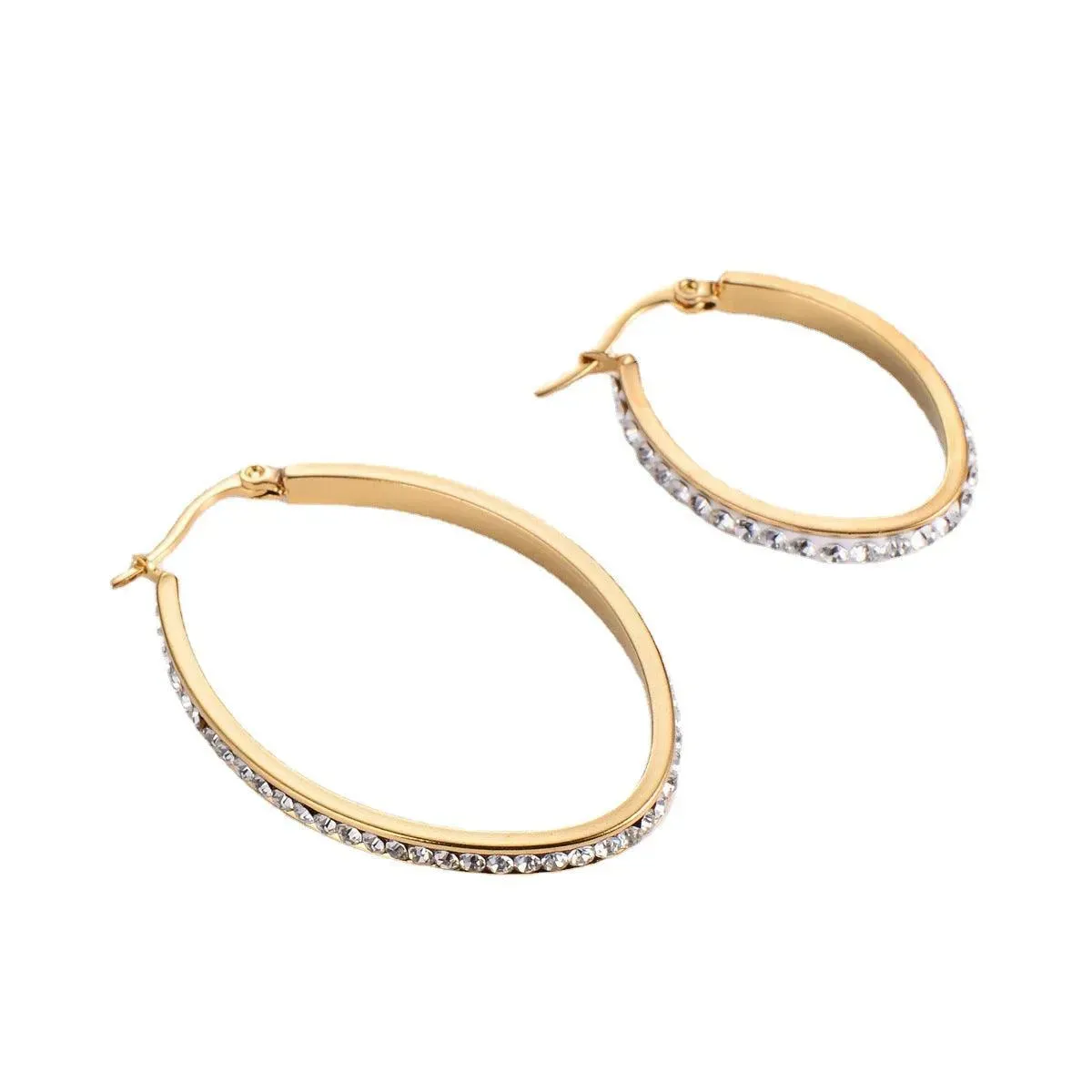 Stunning Gold Hoop Earrings with Rhinestone Detailing – Elegant Fashion Accessories