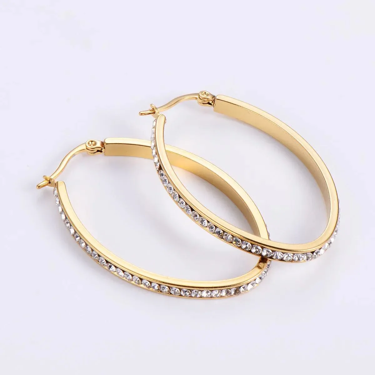 Stunning Gold Hoop Earrings with Rhinestone Detailing – Elegant Fashion Accessories