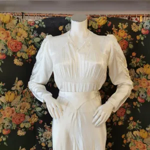 Stunning ivory satin vintage 1930s wedding dress