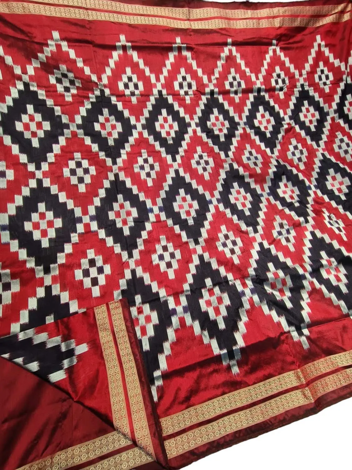 Stunning Multicolor Handloom Ikat Silk Saree - Sambalpuri Pure Elegance