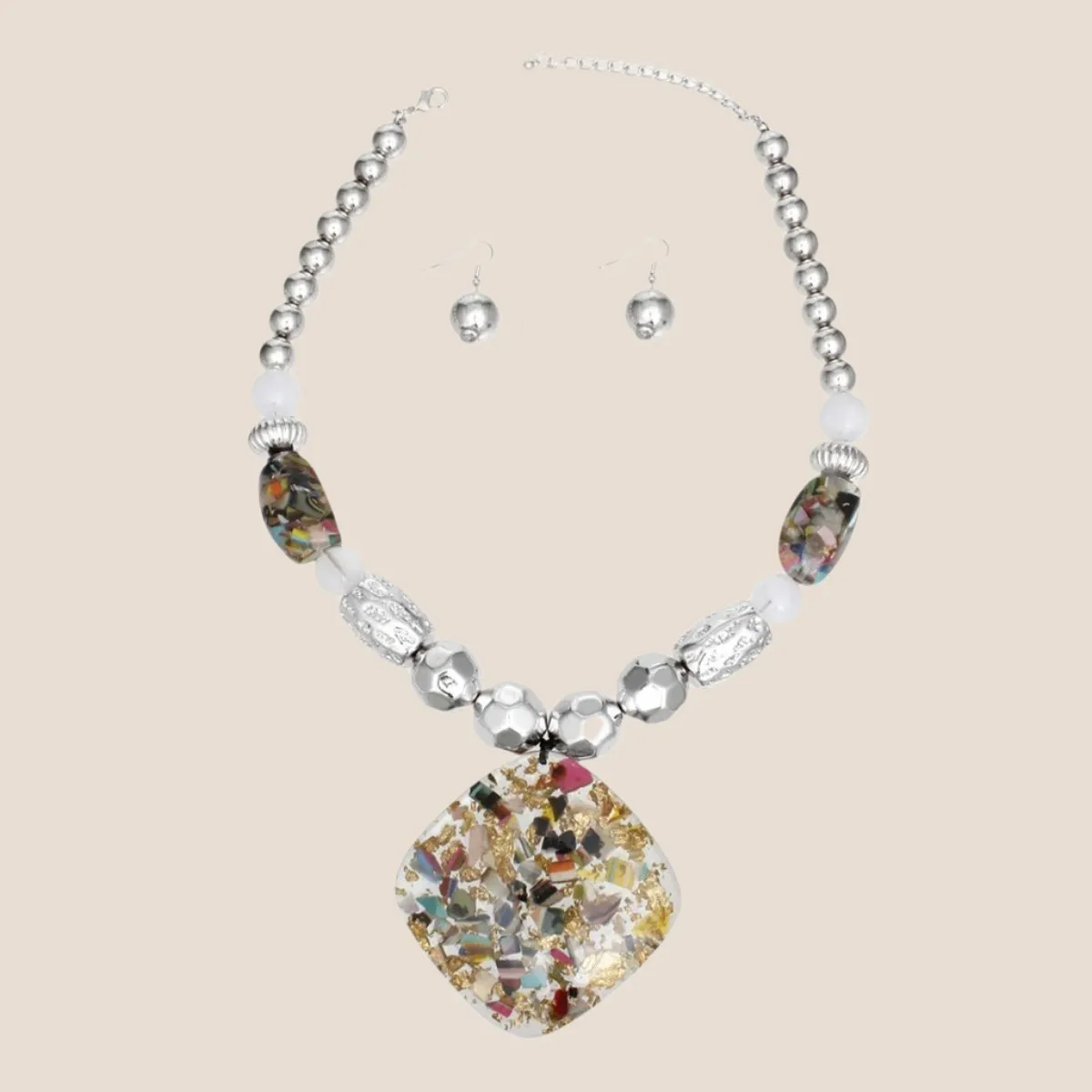 Stunning Multicolor Necklace Set with Earrings