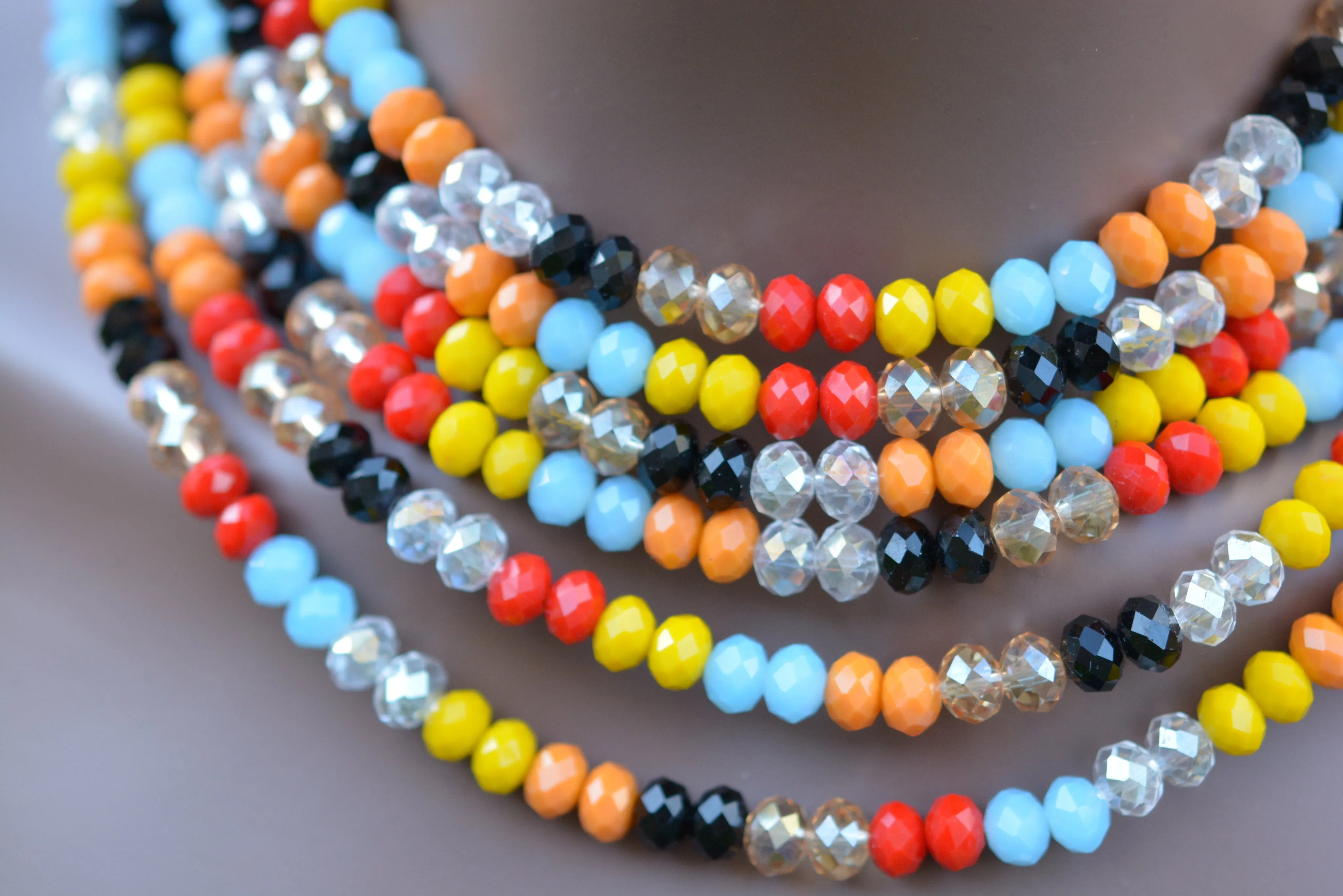 Stunning Multicoloured Glass Crystal Beads Set (Necklace/Earrings/Bracelet)