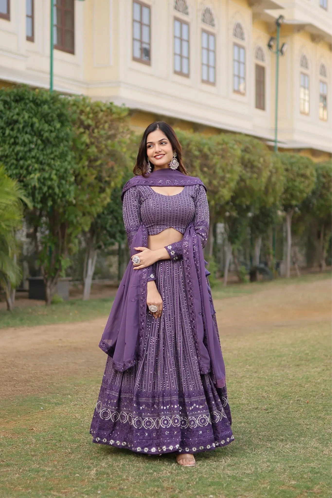 Stunning Onion Embroidered Work Lehenga Choli